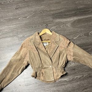 Chia vintage brown cropped leather jacket